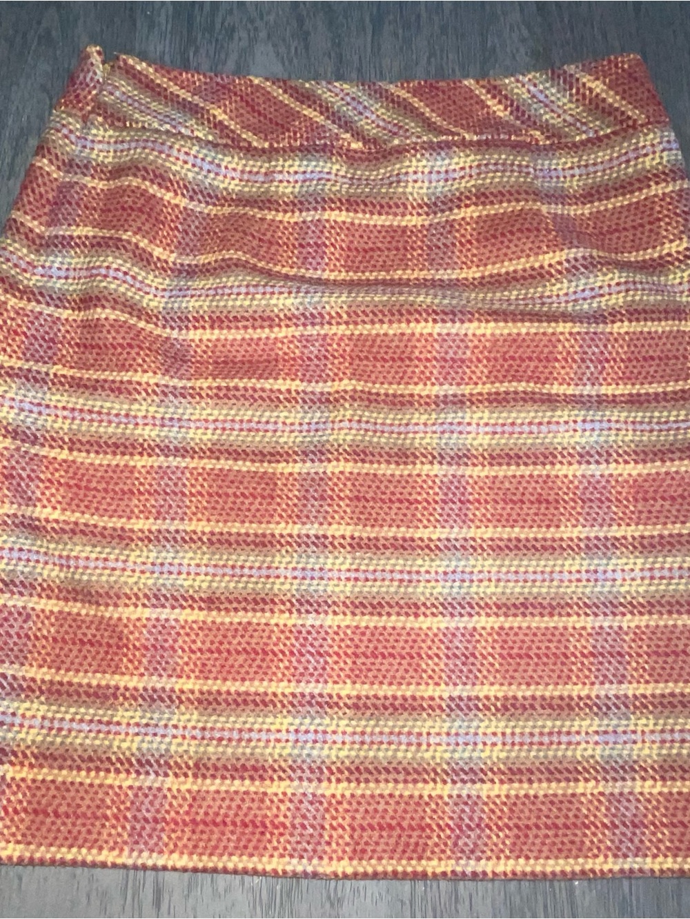 Talbots‎ Women’s Sz 4 Burgandy/Red Plaid Knit A-Line Wool Blend Skirt